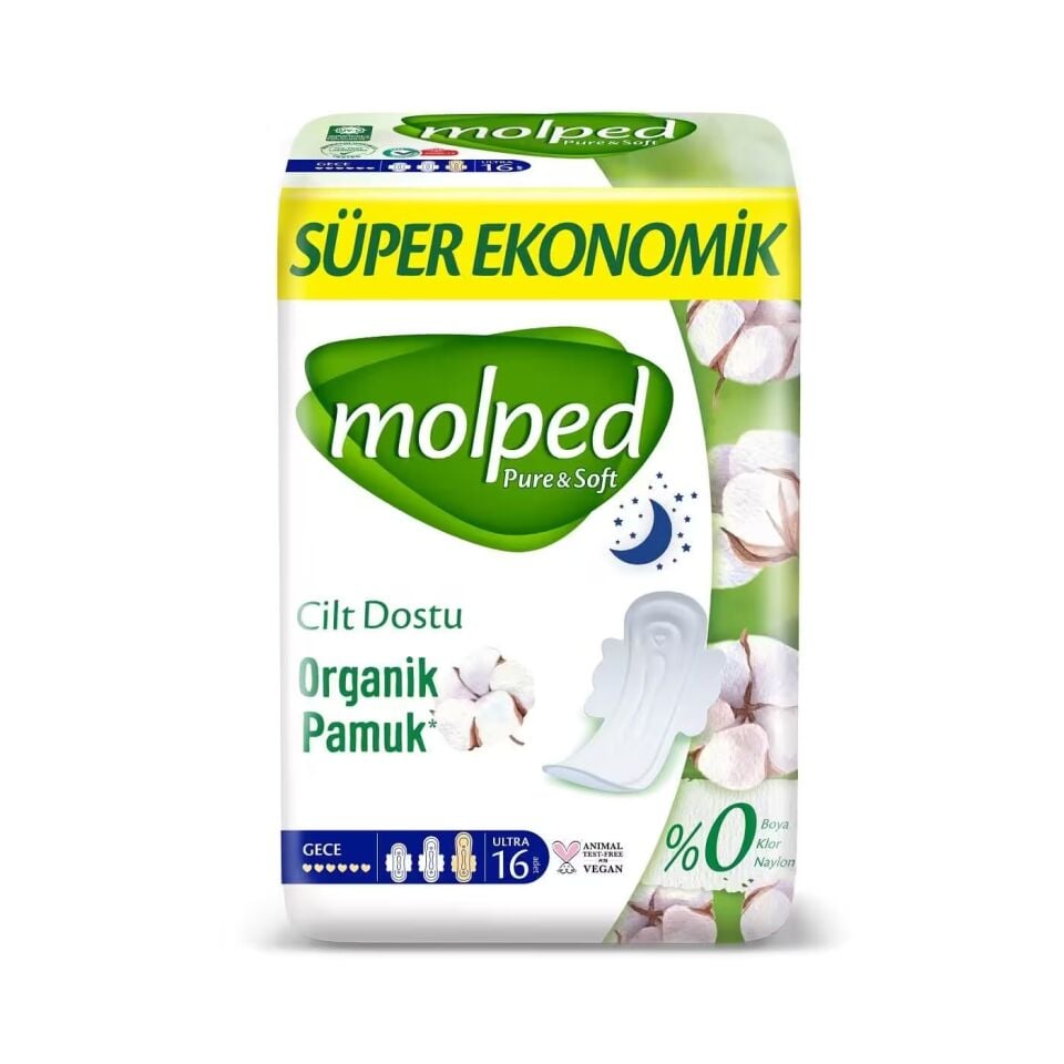 Molped Hijyenik Ped Pure Soft Gece 16lı