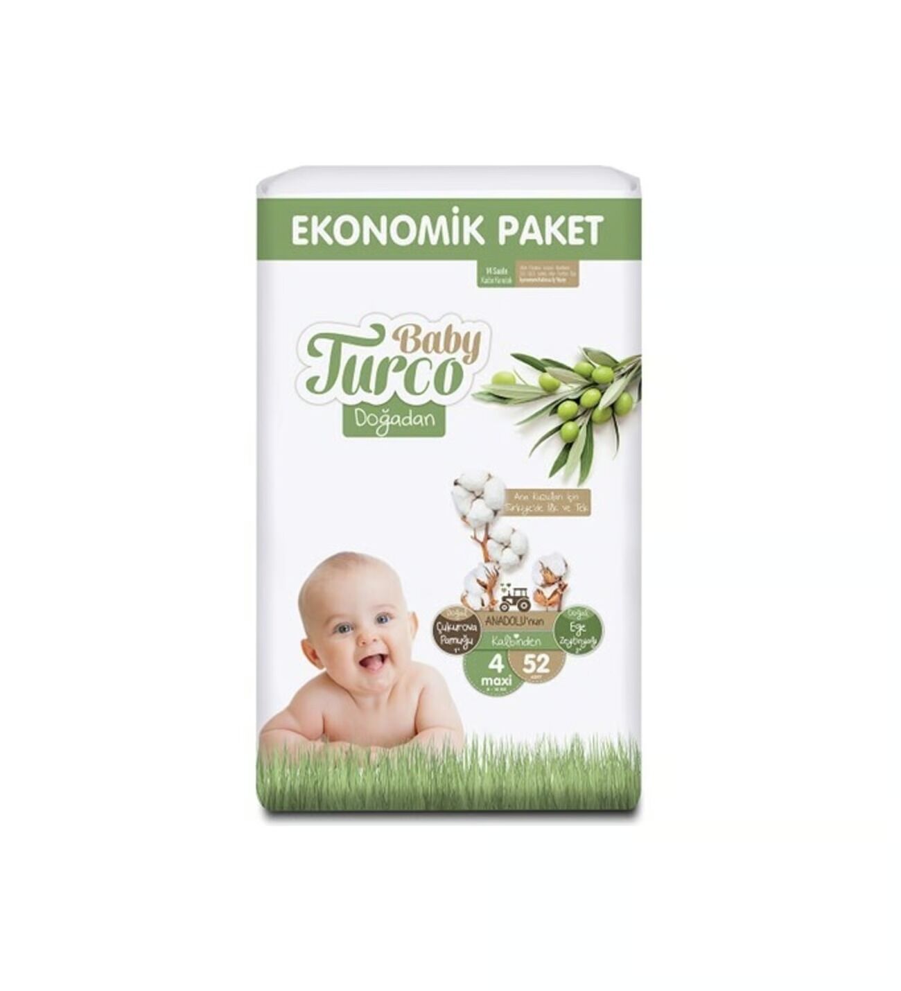 BABY TURCO Ekonomik Paket 4 Numara 52'li Bebek Bezi