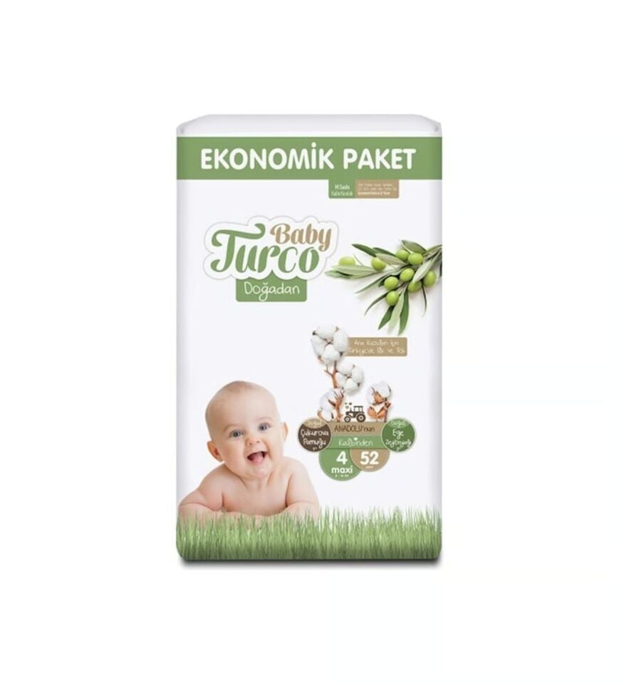 BABY TURCO Ekonomik Paket 4 Numara 52'li Bebek Bezi