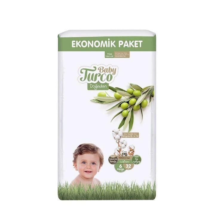 Baby Turco Doğadan 6 Numara X Large 32'li Bebek Bezi