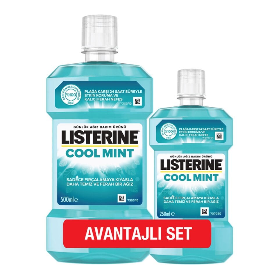 Listerine Coolmint Ağız Bakım Suyu 500 Ml+250 Ml